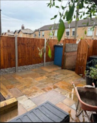 Completed paved garden and fencing